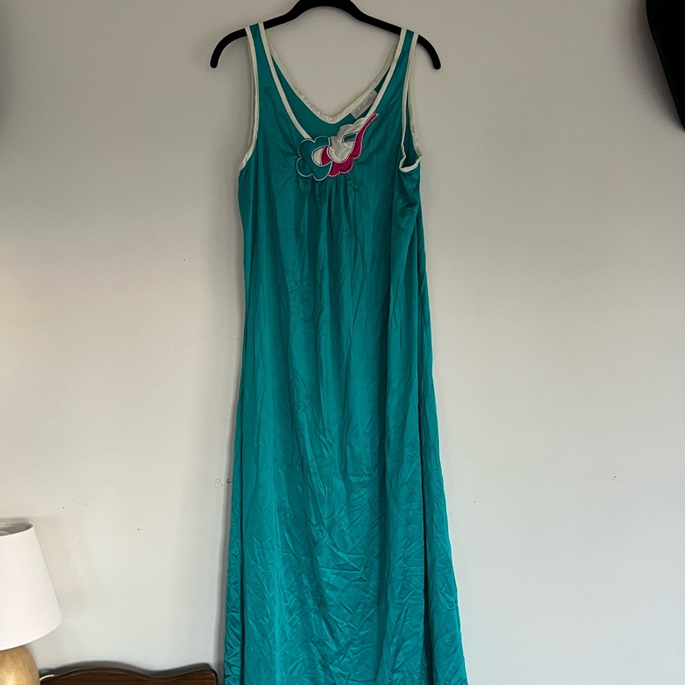 JCPenney Teal and White Floral Chemise